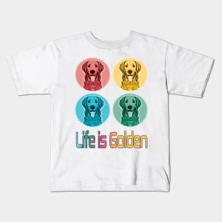 Golden Retriever.  Life is Golden Kids T-Shirt